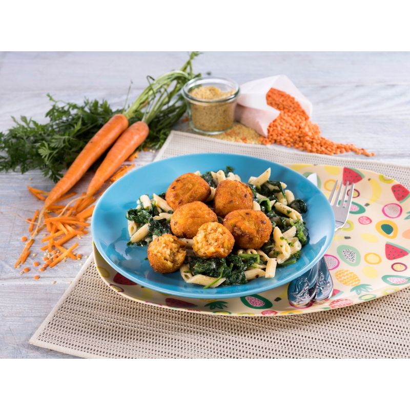 Vegeta Vegane Bällchen aus Karotten, roten Linsen und Hirse, vorfrittiert, tiefgefroren - Produktbild