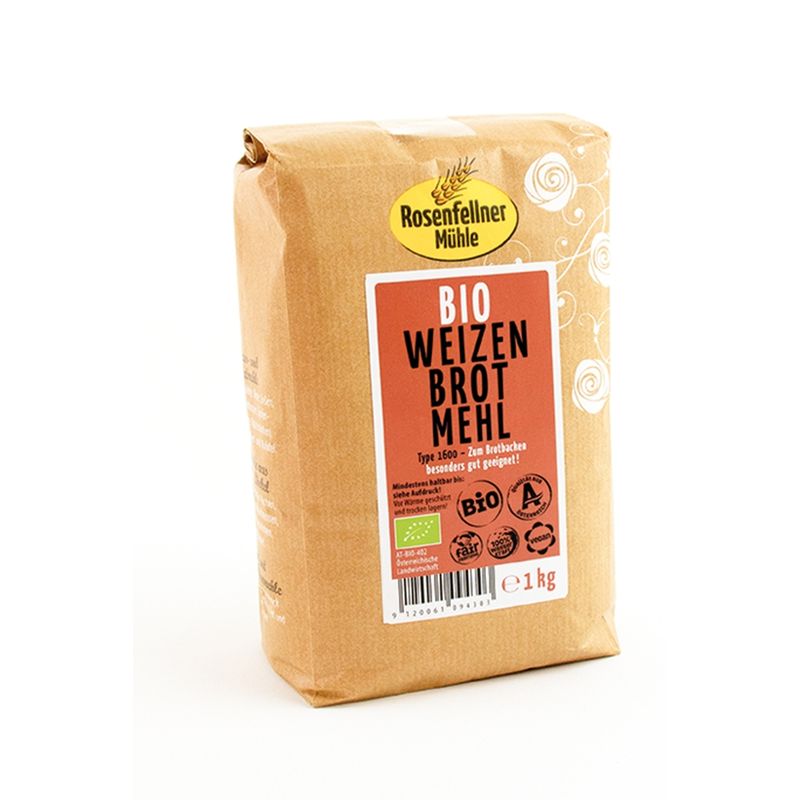 Rosenfellner Mühle & Naturkost Bio Weizenbrotmehl T1600 1kg - Produktbild