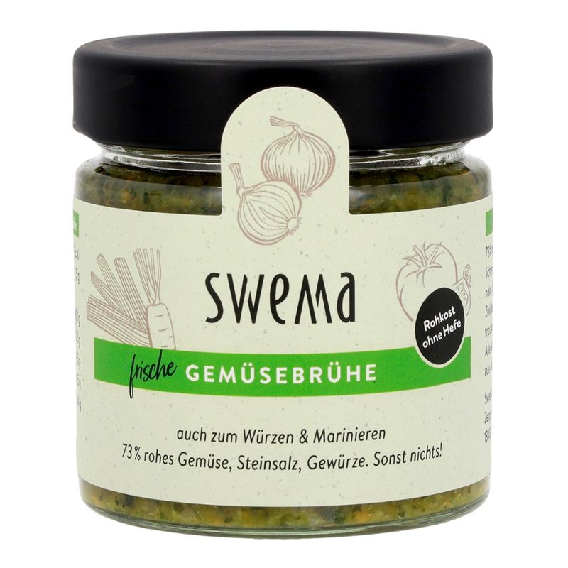 SweMa Frische Gemüsebrühe klassisch, 210g Glas für 8 Liter, 73% rohes Gemüse, Steinsalz, Gewürze. Sonst nichts! - Produktbild