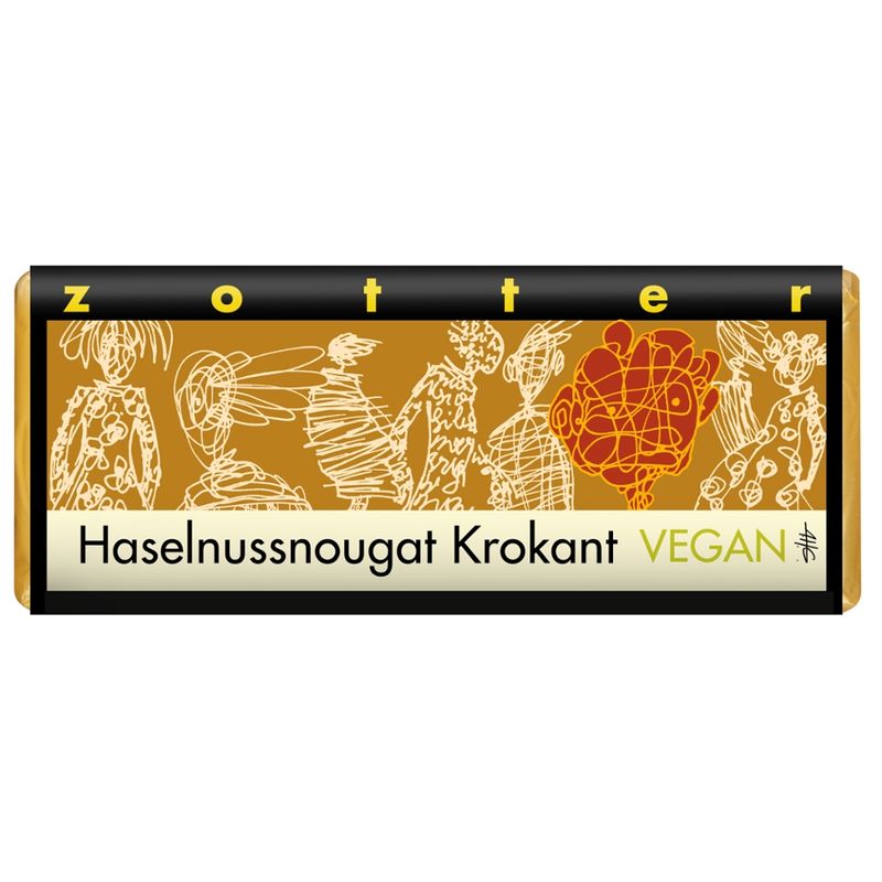 Zotter Schokolade Haselnussnougat Krokant - vegan - Produktbild