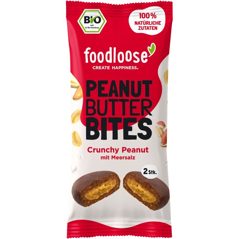 foodloose foodloose Bio-Peanut Butter Bites Crunchy Peanut 2x20g - Produktbild