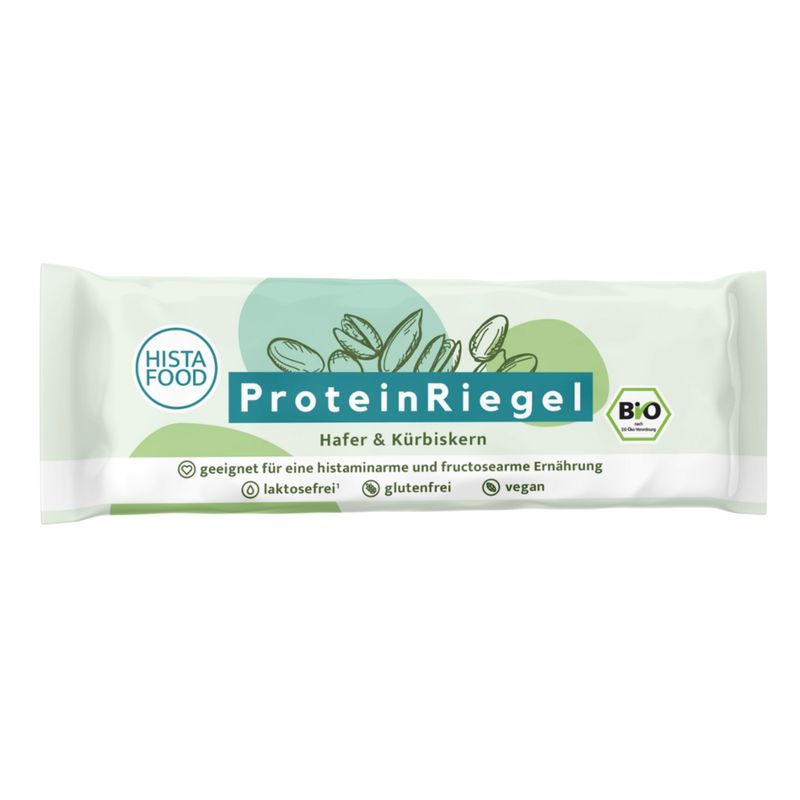 HistaFood HistaFood BioProteinRiegel mit Hafer und Kürbiskernen, geeignet für eine histaminarme und fructosearme Ernährung, glutenfrei, laktosefrei,vegan, 100% natürlich - Produktbild