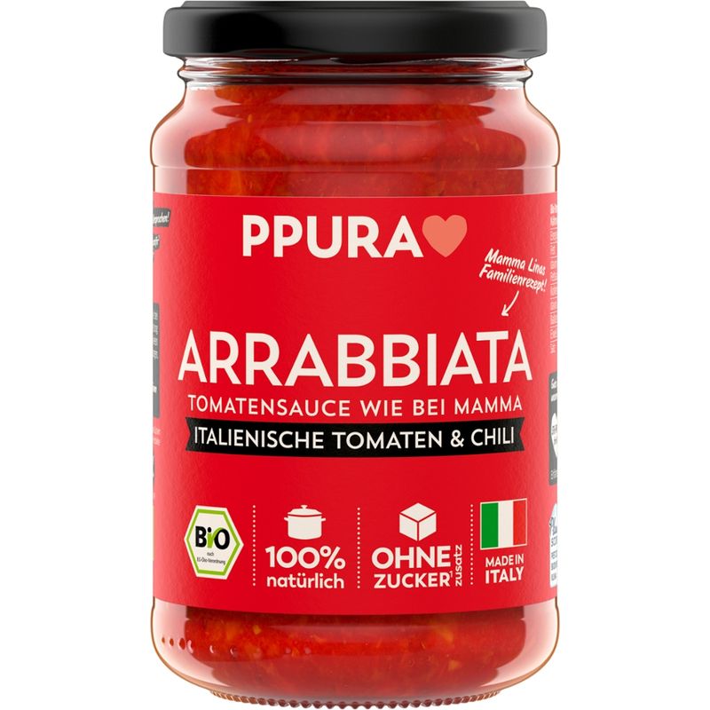 PPURA BIO Sugo Arrabbiata - mit fruchtigen Tomaten, Knoblauch und Chili - Produktbild