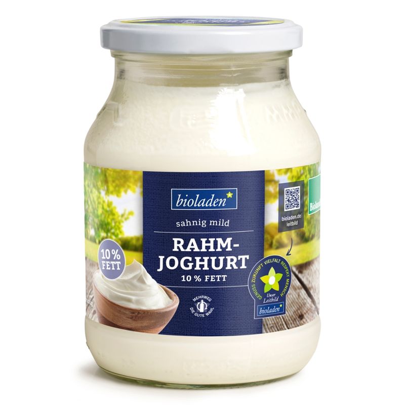 bioladen Rahmjoghurt Natur mild im Glas, 10 % Fett - Produktbild