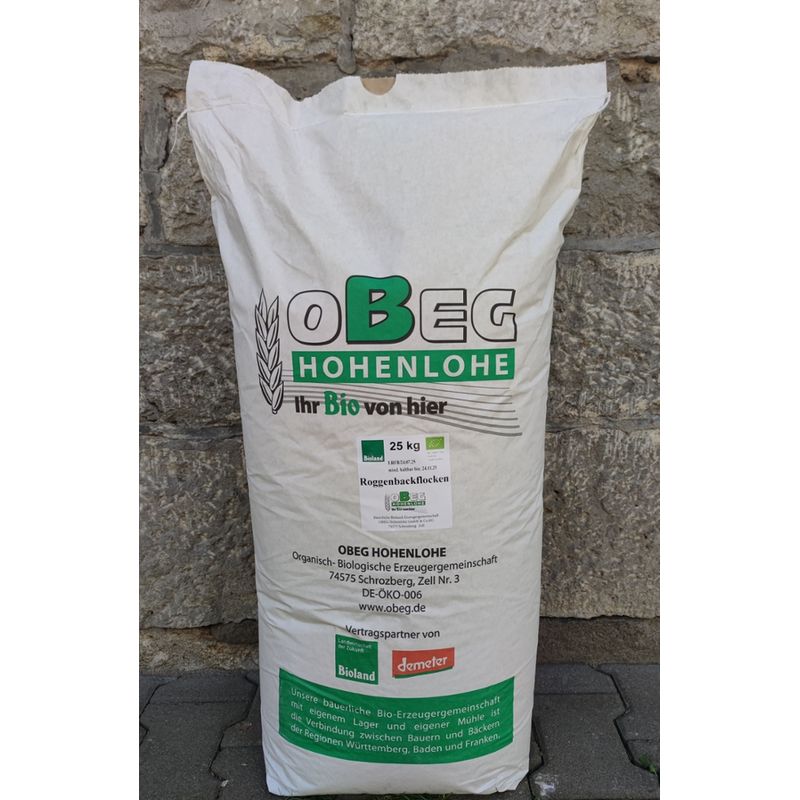 OBEG Bioland Roggenflocken OBEG, gesackt, 25 kg - Produktbild