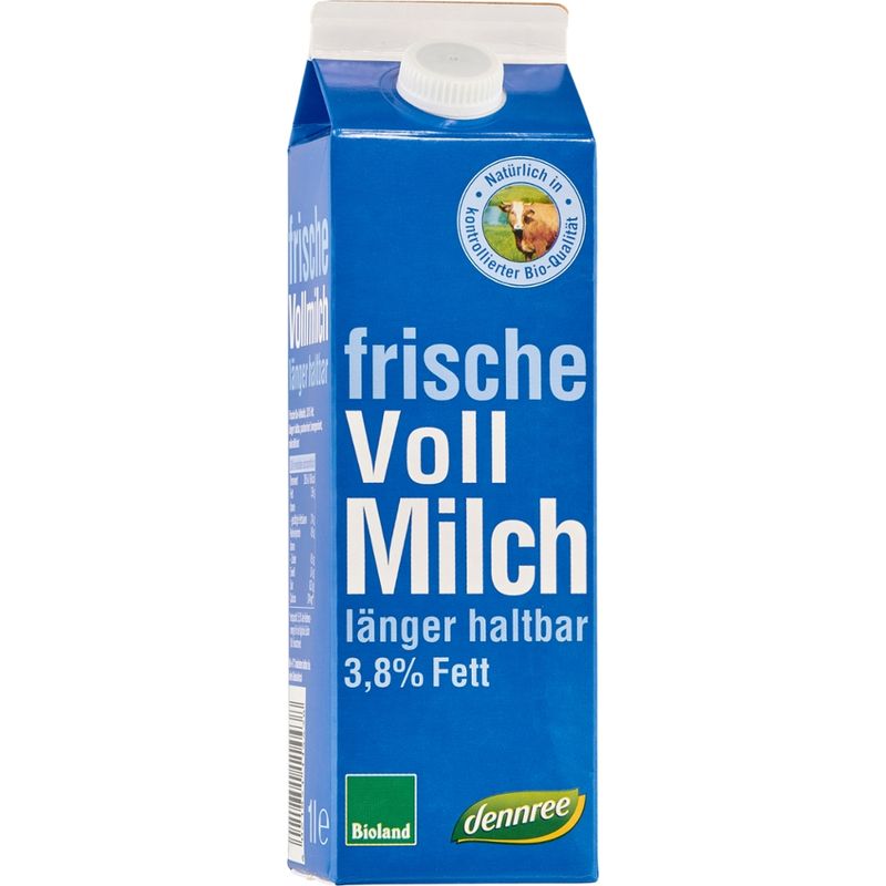 dennree Frische Vollmilch länger haltbar, 3,8% Fett - Produktbild