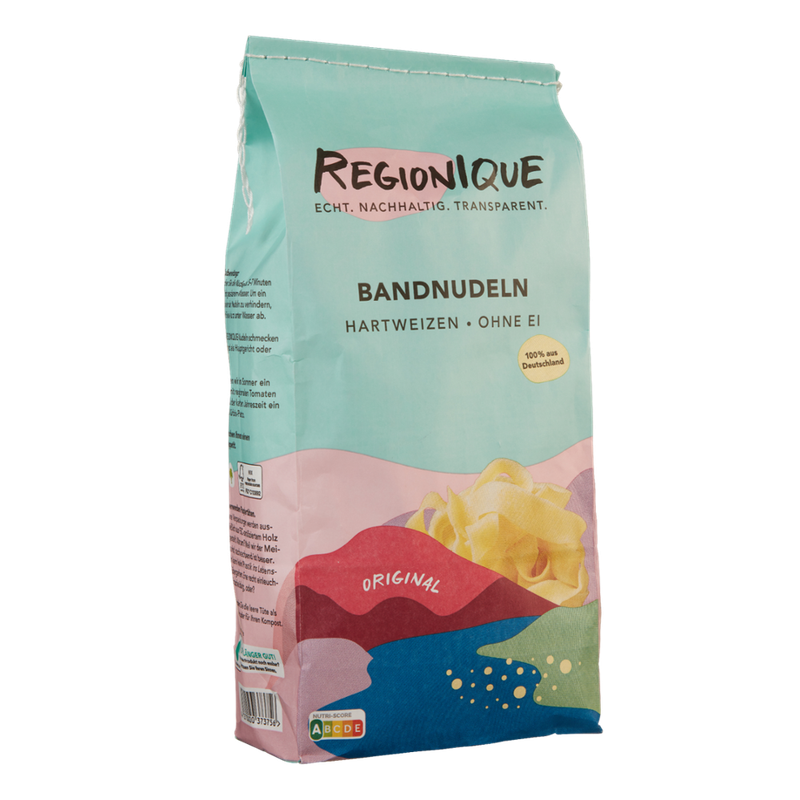 REGIONIQUE ORIGINAL Bandnudeln Hartweizen ohne Ei, BIO - Produktbild