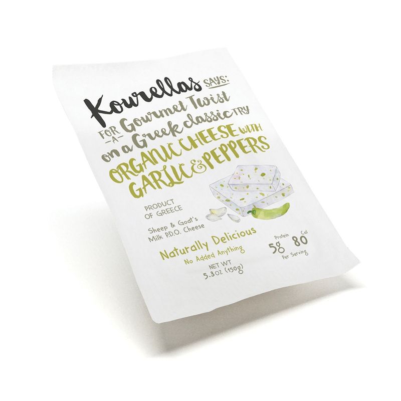 Kourellas Says CHEESE WITH GARLIC & PEPPER ORGANIC SHEEP & GOAT MILK VAC.150g - Produktbild