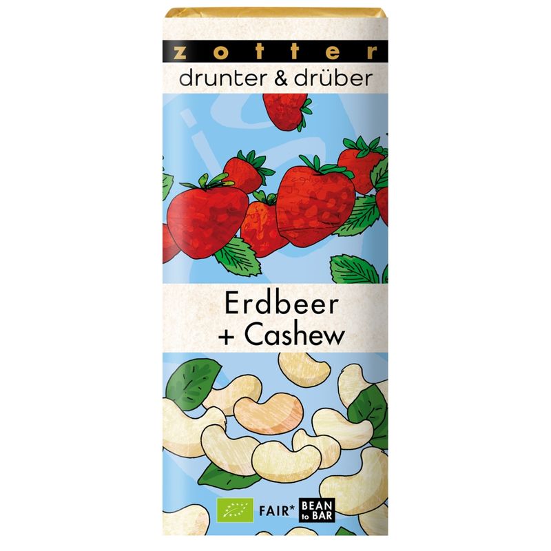 Zotter Schokolade drunter & drüber Erdbeer + Cashew - Produktbild
