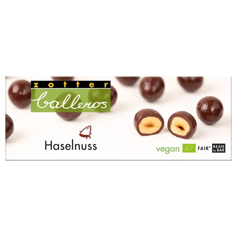 Zotter Schokolade Balleros – Haselnuss - vegan - Produktbild