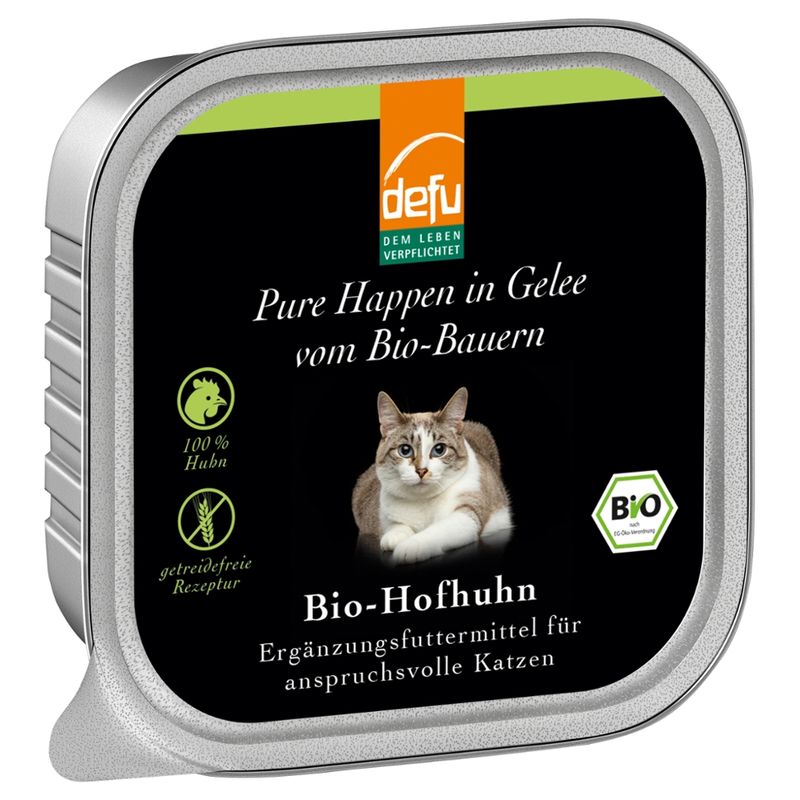 defu - Das Tierfutter vom Bio-Bauern Katze Pure Happen in Gelee Bio-Hofhuhn - Produktbild