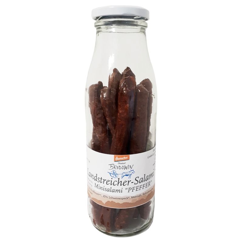Ökodorf Brodowin Demeter Brodowiner Landstreicher Salami Sticks Pfeffer, 200g - Produktbild
