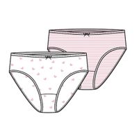Mädchen-Unterhosen, 2er Pack, D620 rose/hearts/stripes - Produktbild