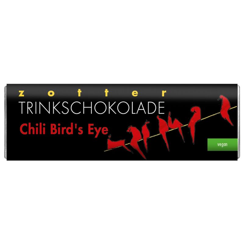 Zotter Schokolade Trinkschokolade – Chili „Bird’s eye“ - vegan - Produktbild