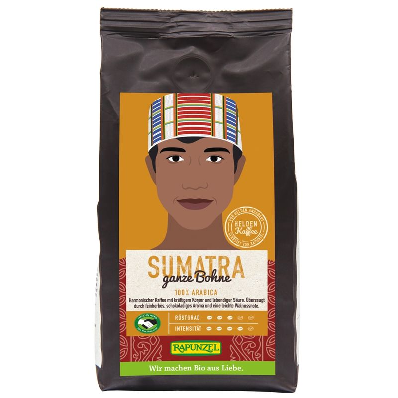 Rapunzel Heldenkaffee Sumatra, ganze Bohne HIH - Produktbild