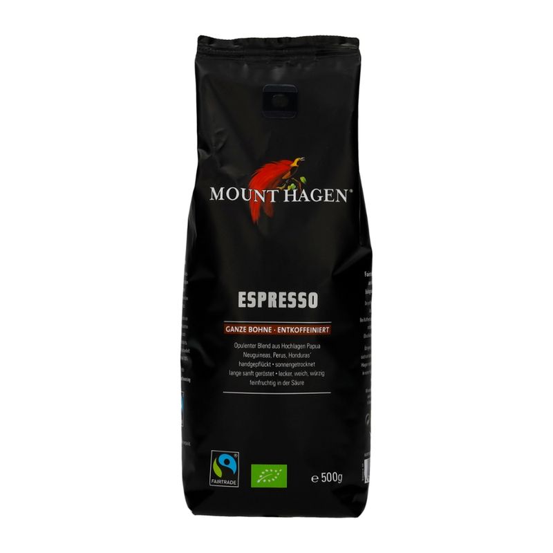 Mount Hagen MH FT Bio Espresso ganze Bohne, entkoffeiniert 500g - Produktbild