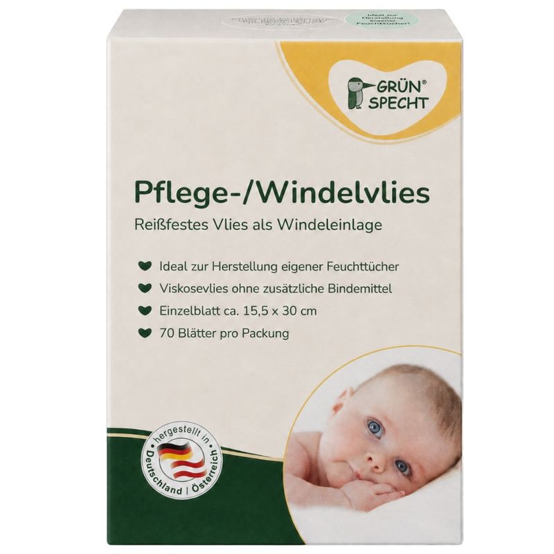 GRÜNSPECHT Naturprodukte Pflege-/Windelvlies 70 Blatt, 6 VE - Produktbild