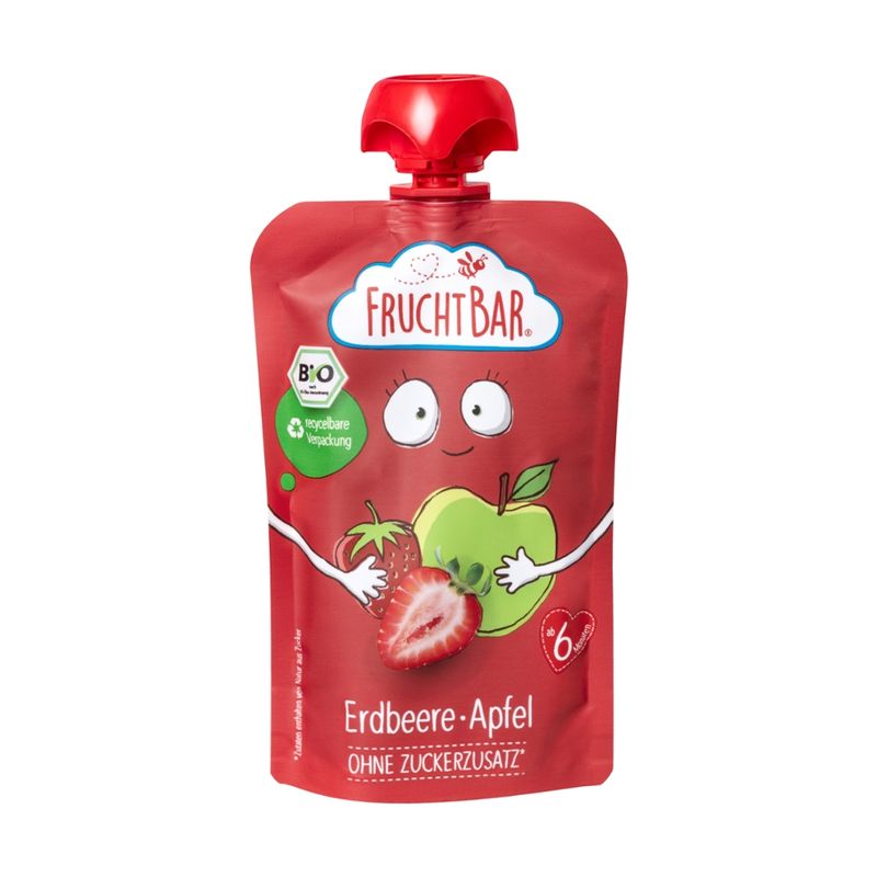FruchtBar  FruchtBar - Bio-Fruchtpüree Erdbeere, Apfel - Produktbild