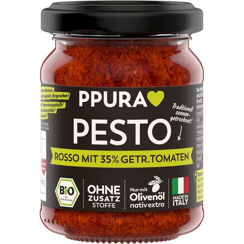 PPURA BIO Pesto Rosso mit 35% getrockneten Tomaten - Produktbild
