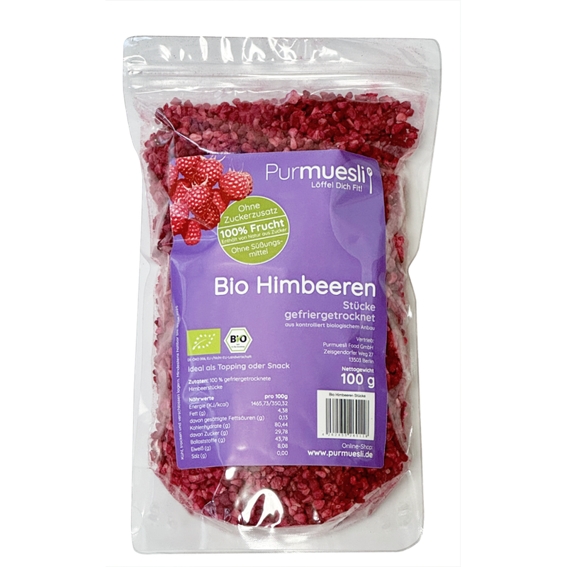 Purmuesli Bio Himbeeren (Fruchtstücke) gefriergetrocknet - Produktbild
