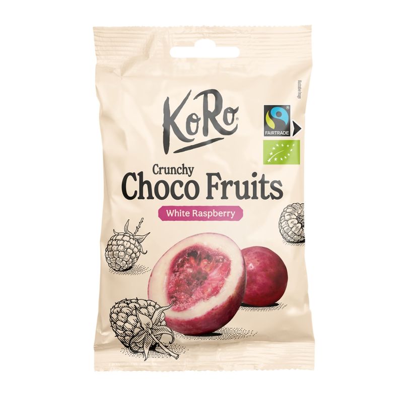 KoRo Handels GmbH Bio Crunchy Fairtrade Choco Fruits - White Raspberry 50 g - Produktbild
