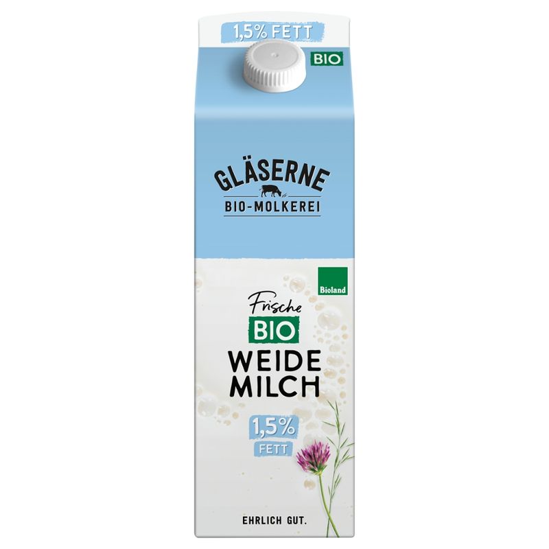 Gläserne Molkerei GM Bio ESL Weidemilch 1,5% Fett 1l - Produktbild