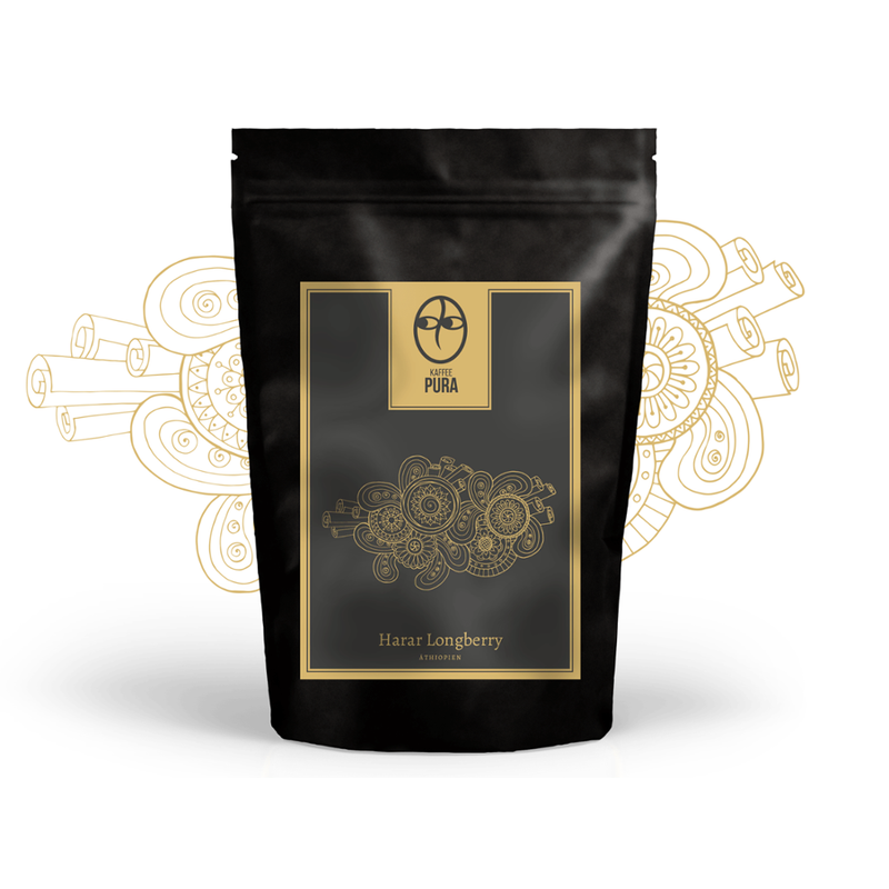 KAFFEE PURA Harar Longberry Kaffee, BIO & fair gehandelt, gemahlen, 100% Arabica, Äthiopien - Produktbild