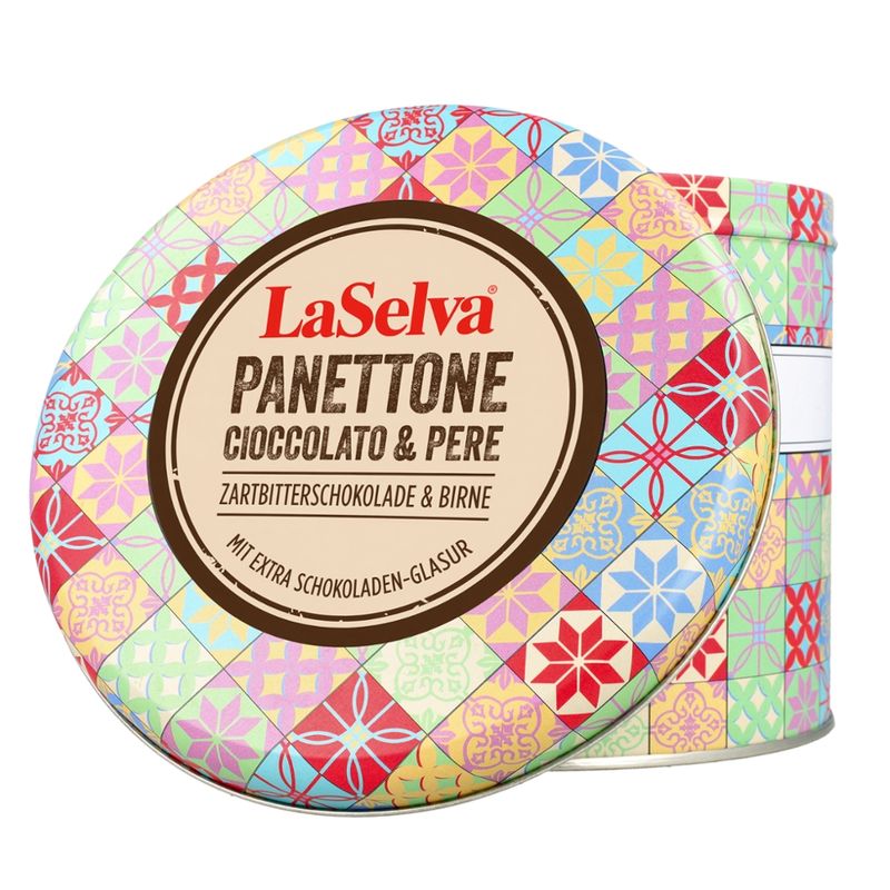 LaSelva Panettone Birne und Schokolade - italienisches Hefegebäck, in der Dose - Produktbild
