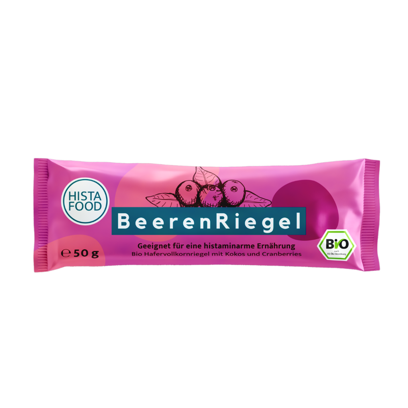 HistaFood HistaFood BioBeerenRiegel mit Kokos und Cranberries, geeignet für eine histaminarme und fructosearme Ernährung, glutenfrei, laktosefrei,vegan, 100% natürlich - Produktbild