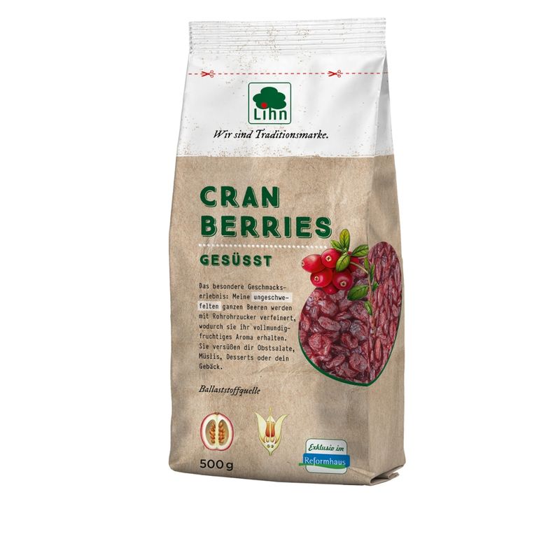 Lihn Cranberries, leicht gesüßt, ganze Früchte - Produktbild