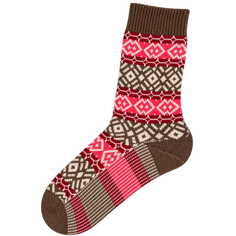 LIVING CRAFTS 1401 Hyggesocke brown/pink/striped 43-45 - Produktbild