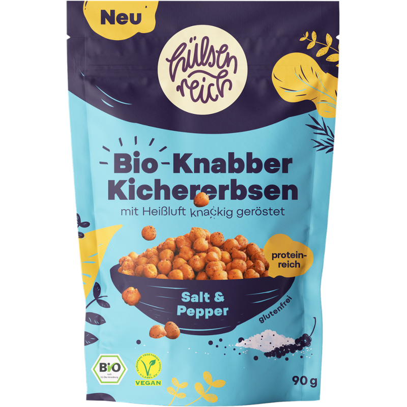 Hülsenreich Geröstete Kichererbsen zum Knabbern - Salt & Pepper, scharf - Produktbild