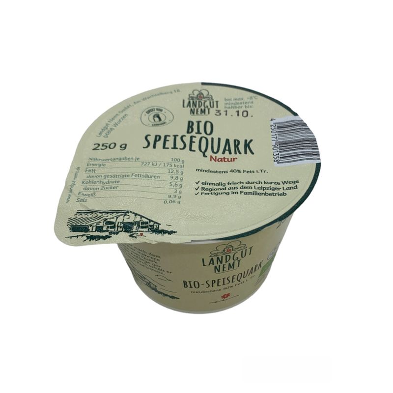 Landgut Nemt Regionaler Bio-Speisequark Natur 250g mind. 40% Fett i. Tr. - Produktbild