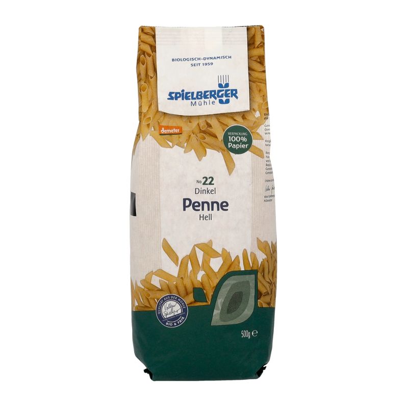 Spielberger Mühle Dinkel Penne, hell, demeter - Produktbild