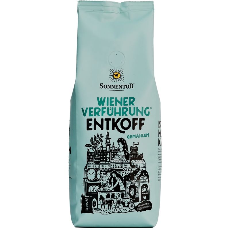 Sonnentor Entkoffeinierter Kaffee gemahlen Wiener Verführung®, Packung - Produktbild
