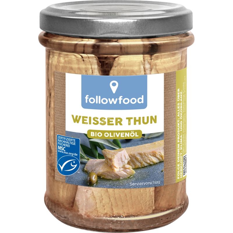 followfood Weißer Thun, feine Thunfischfilets in nativem  Bio-Olivenöl extra - Produktbild