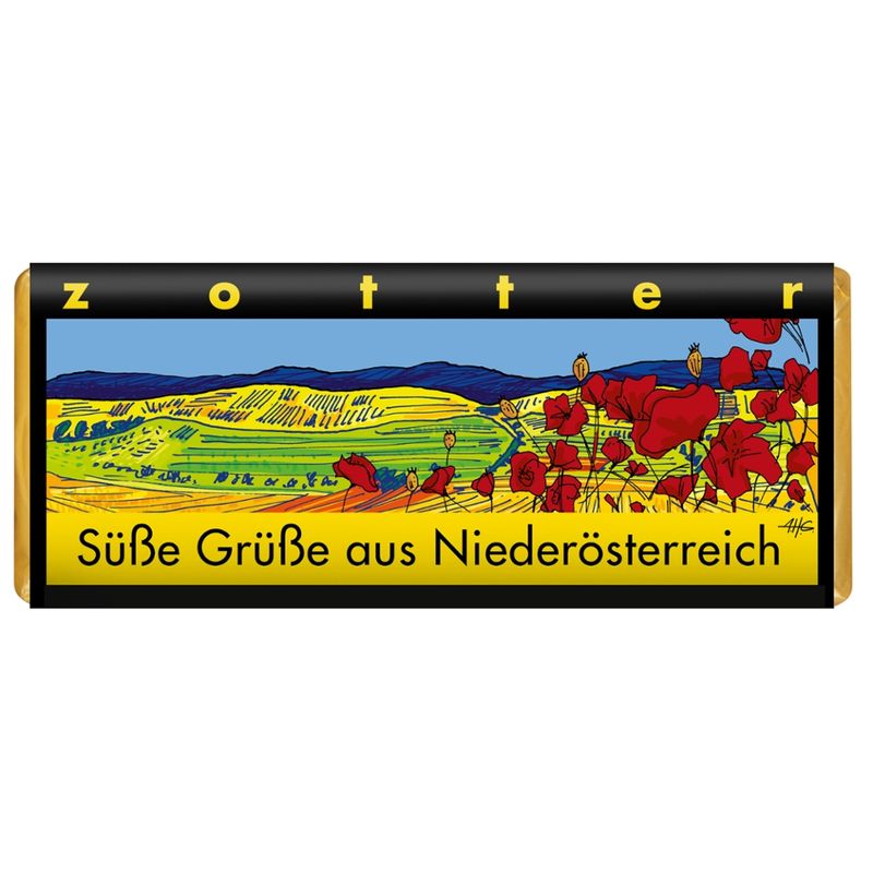Zotter Schokolade "Süße Grüße aus Niederösterreich" - Mohn & Kirsche - Produktbild
