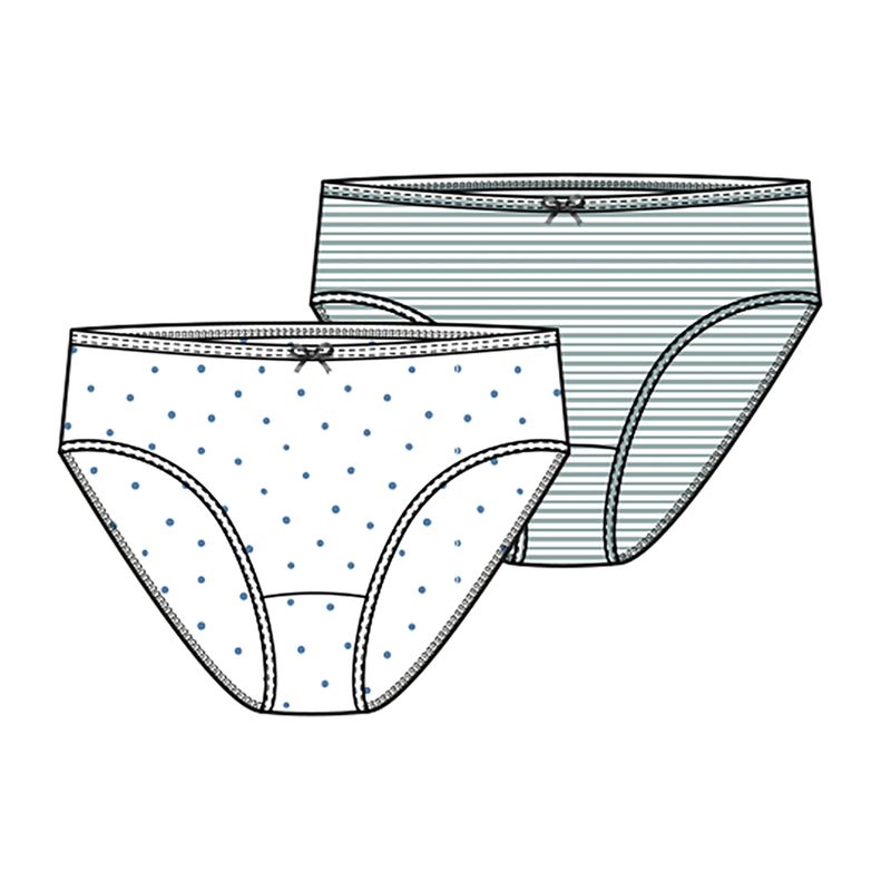 LIVING CRAFTS Mädchen-Unterhosen, 2er Pack, D047 blue dots/sage stripes, 98/104 - Produktbild