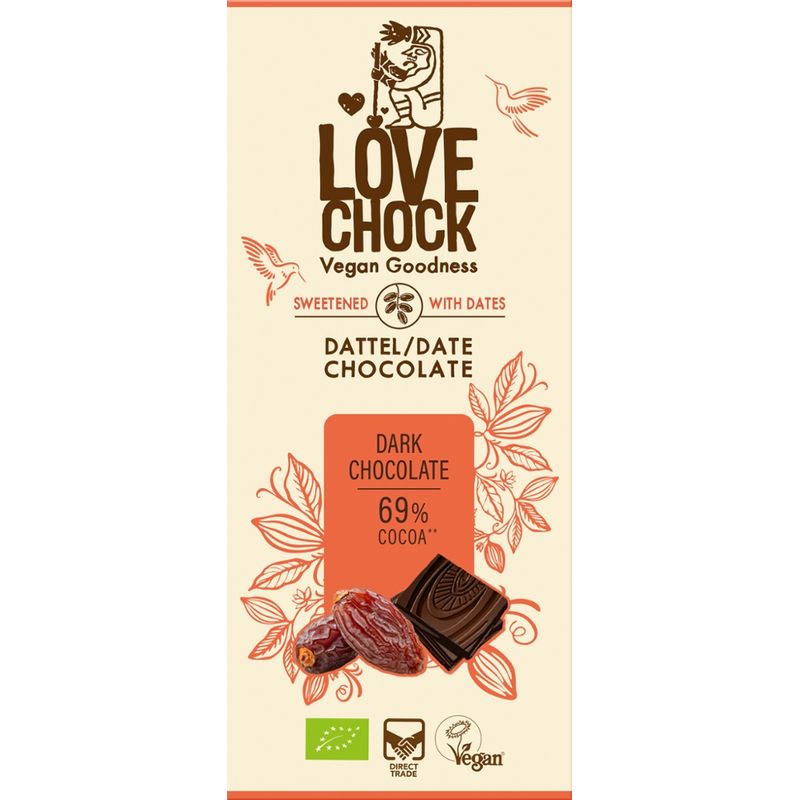 Lovechock B.V. Lovechock tablet Dark Chocolate 69 % sweetened with dates - Produktbild