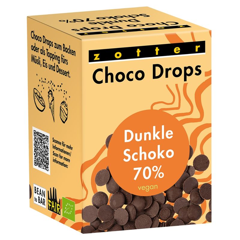 Zotter Schokolade Choco Drops- Dunkle Schoko 70% - Produktbild