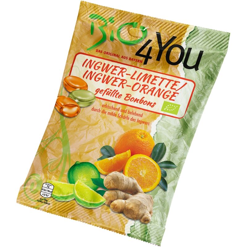Bio4You Bio-Bonbon-Ingwer-Limette & Ingwer-Orange, gefüllt - Produktbild