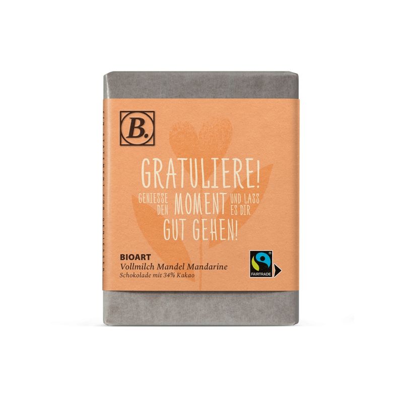 BioArt AG B. Schokolade Gratuliere! Genieße den Moment... 70g bio, FT-Cert. - Produktbild