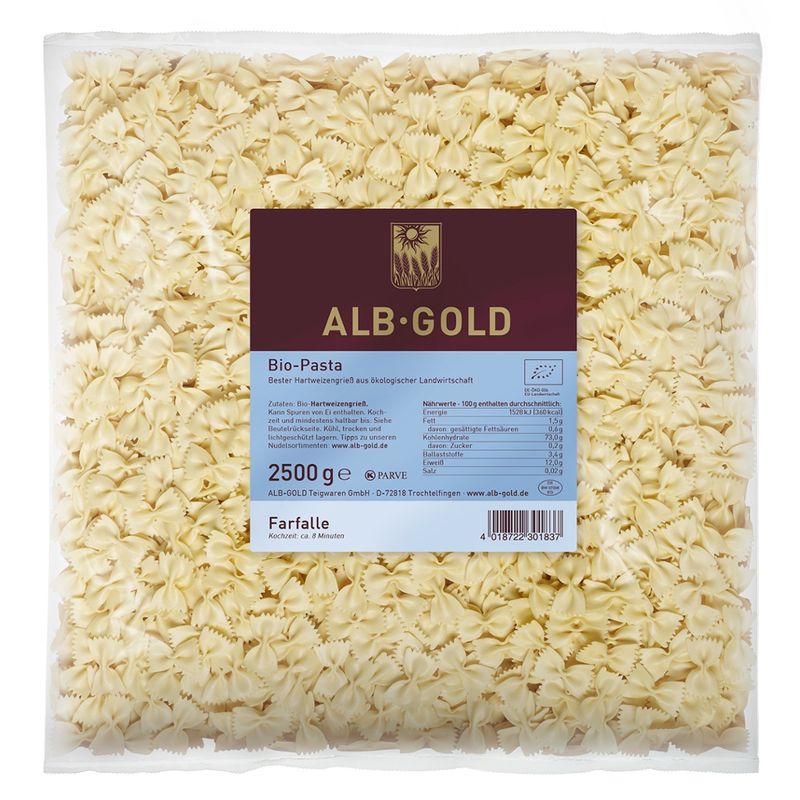 ALB-GOLD AG Bio Hartweizen Farfalle 4 x 2,5 kg - Produktbild
