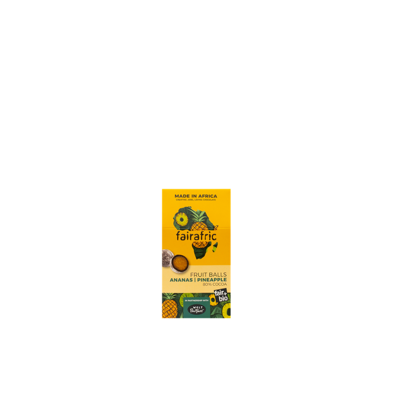 fairafric Ananas Fruit Balls in feinster 80% Zartbitter Bio-Schokolade - Produktbild