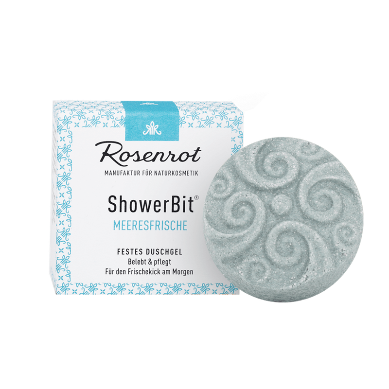 Rosenrot Naturkosmetik ShowerBit® - festes Duschgel Meeresfrische - 55g - in Schachtel - Pflegedusche für den Kick am Morgen. - Produktbild