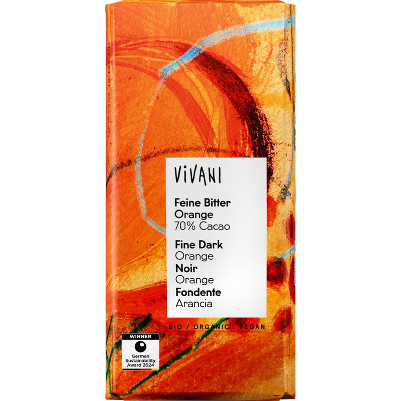 Vivani Feine Bitter Orange Schokolade 70% Cacao - Produktbild