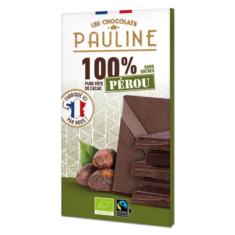 LES CHOCOLATS DE PAULINE Cocoa 100%, origin Peru, sugars-free - Produktbild