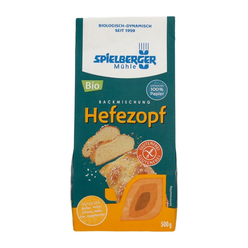 Spielberger Mühle Hefezopf Backmischung, glutenfrei, kbA - Produktbild