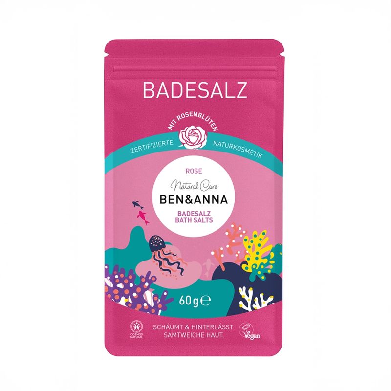 Ben&Anna Natural Care BEN&ANNA Natural Care Badesalzsachet "Rose" 60g - Produktbild