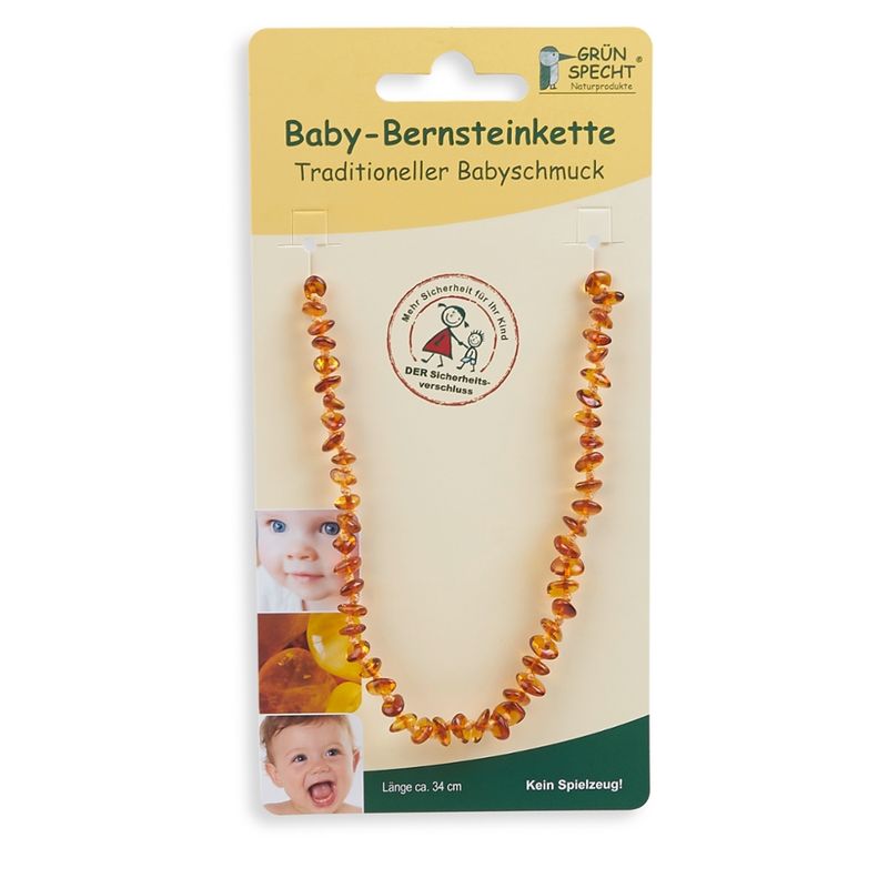 GRÜNSPECHT Naturprodukte GRÜNSPECHT Baby-Bernsteinkette Flachbarock Länge 34 cm, mit Sicherheitsverschluss - Produktbild